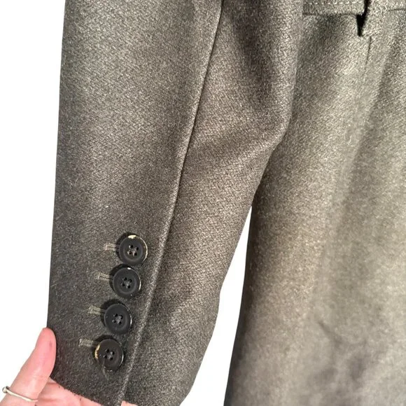 Banana Republic Green Wool Mid Length Coat Military Belted Classic S - Picture 4 of 14